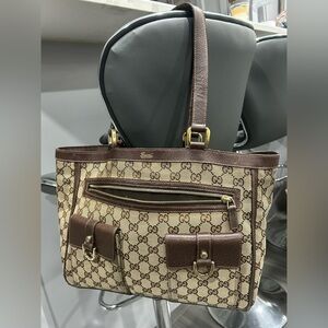 Gucci Signature Brown and Cream Tote
